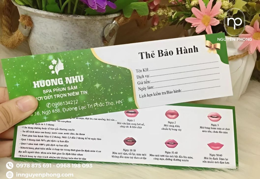 un thẻ bảo hành phun xăm đẹp
